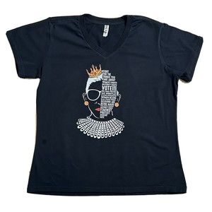 Supreme Court Justice Ruth Bader Ginsburg Notorious RBG Black T-Shirt Women XL